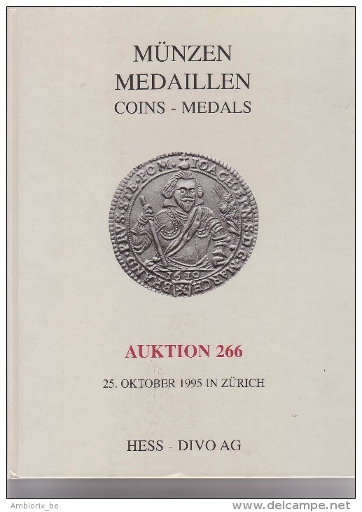 Münzen Medaillen - Coins Medals - Auktion 266 - 25 Oktober 1995 In Zürich - Hess -Divo AG - Duits