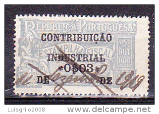 CONTRIBUIÇÃO INDUSTRIAL / ESTAMPILHA FISCAL - 0$03 .. 1919 Azul Claro - Used Stamps