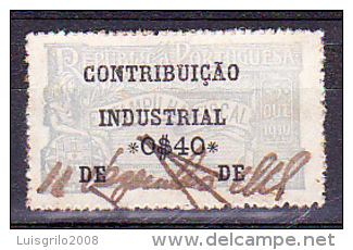 CONTRIBUIÇÃO INDUSTRIAL / ESTAMPILHA FISCAL - 0$40   Azul Claro - Used Stamps