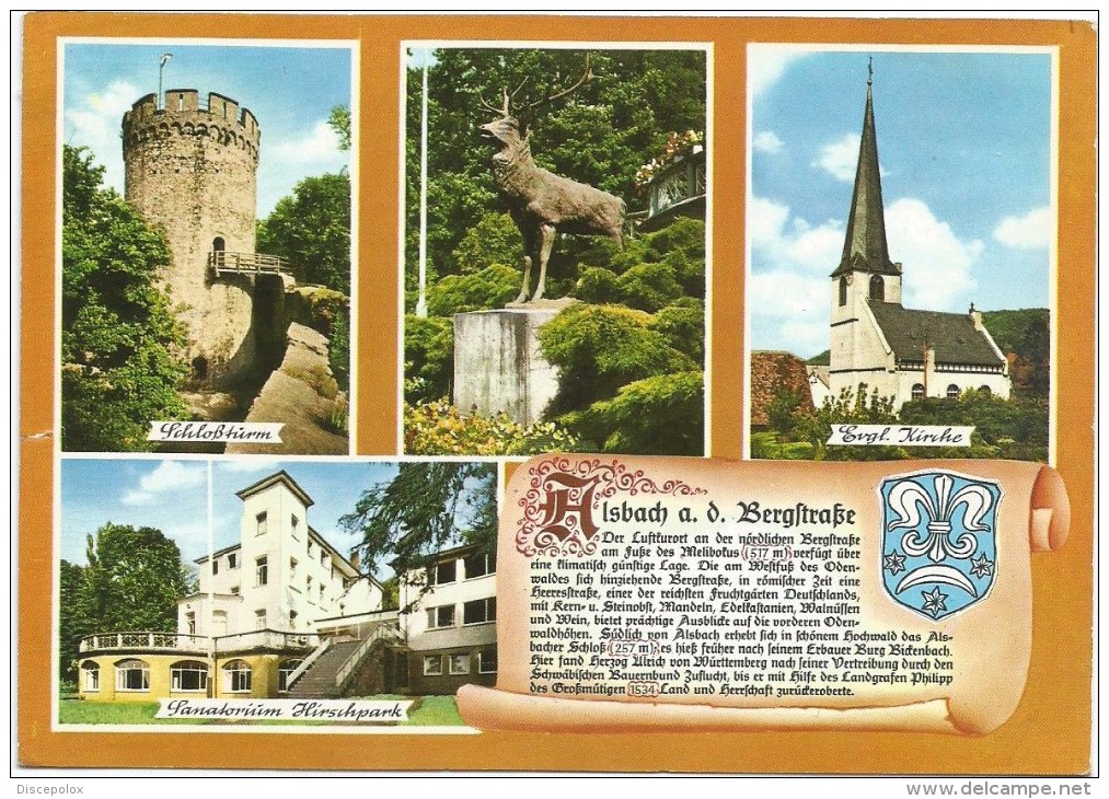 O1455 Alsbach An Der Bergstrasse - Sannatorium Hirschpark - Kirche - Schlossturm / Viaggiata 1977 - Altri & Non Classificati