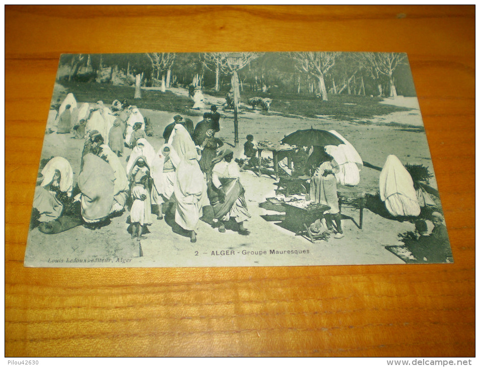 Petit Marché,groupe Mauresques à Alger, Semeuse France 20 C Surchargée ALGERIE - Street Merchants