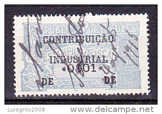 CONTRIBUIÇÃO INDUSTRIAL / ESTAMPILHA FISCAL - 0$01 Azul Claro - Used Stamps