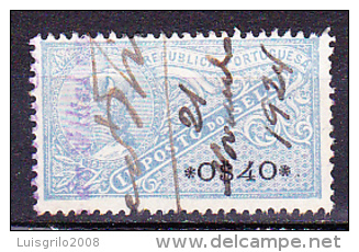 CONTRIBUIÇÃO INDUSTRIAL / ESTAMPILHA FISCAL - 0$40  Azul Claro, 1924 - Used Stamps