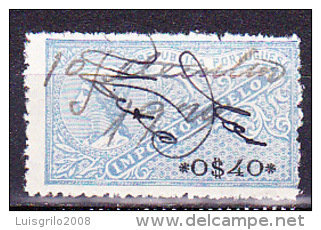 CONTRIBUIÇÃO INDUSTRIAL / ESTAMPILHA FISCAL - 0$40  Azul Claro, 1920 - Used Stamps