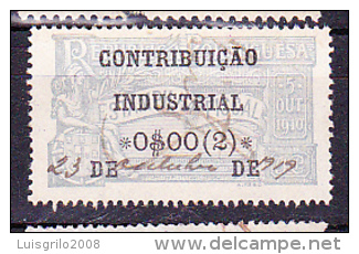 CONTRIBUIÇÃO INDUSTRIAL / ESTAMPILHA FISCAL - 0$00(2)  Azul Claro, 1919 - Gebraucht