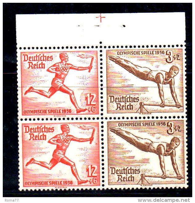 TERZO REICH 1936 , Olimpiadi Berlino N. 565+569 Coppia  *** Blocco - Nuovi