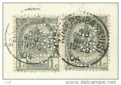 53 Op Kaart (incendie Reservoirs Pétrole)met Stempel ANVERS (BASSINS), Met Firmaperforatie (perfin) "R & C " -> DIEKIRCH - 1863-09