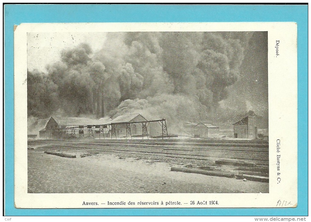 53 Op Kaart (incendie Reservoirs Pétrole)met Stempel ANVERS (BASSINS), Met Firmaperforatie (perfin) "R & C " -> DIEKIRCH - 1863-09