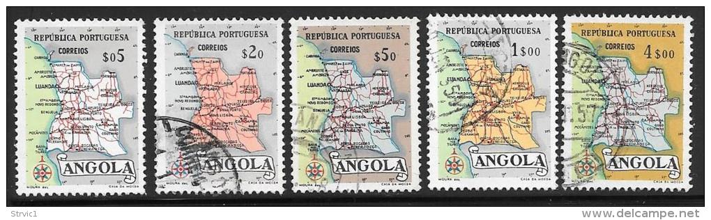 Angola, Scott # 386 Mint Hinged, 387-9, 391 Used Maps, 1955 - Africa (Other)