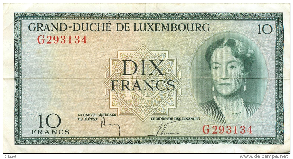 Grand Duché Du Luxembourg, Billet De 10 Francs - Luxembourg