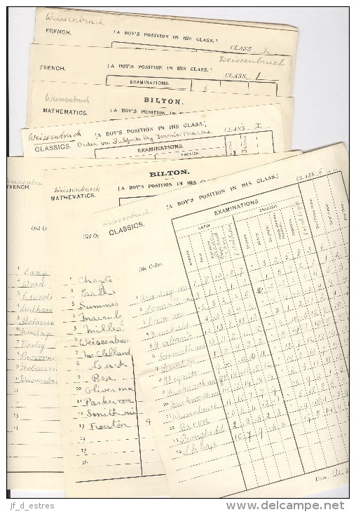 Education Bilton Grange Near Rugby. Preparatory School Evaluations, Notes 1916-1917 P. Weissenbruch 20 Documents - Diploma & School Reports