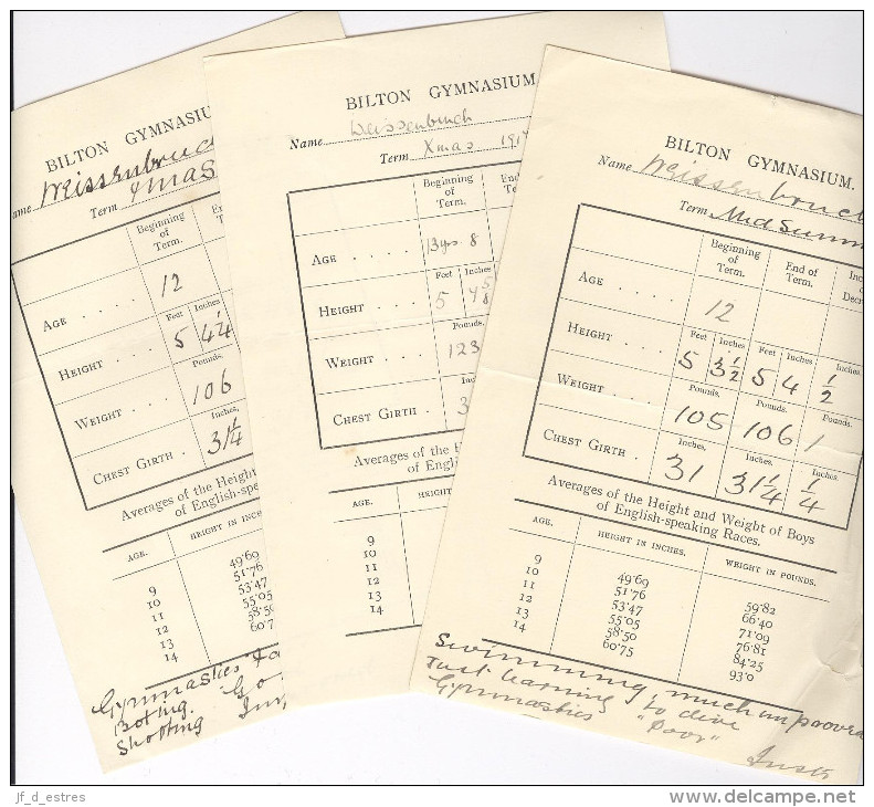 Education Bilton Grange Near Rugby. Preparatory School Evaluations, Notes 1916-1917 P. Weissenbruch 20 Documents - Diploma & School Reports