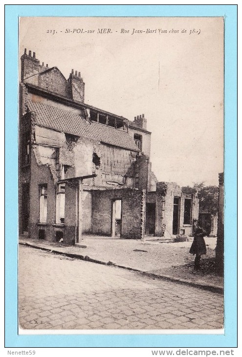 SAINT POL SUR MER 1920 -- Rue Jean BART ( Un Obus De 380 ) - Saint Pol Sur Mer