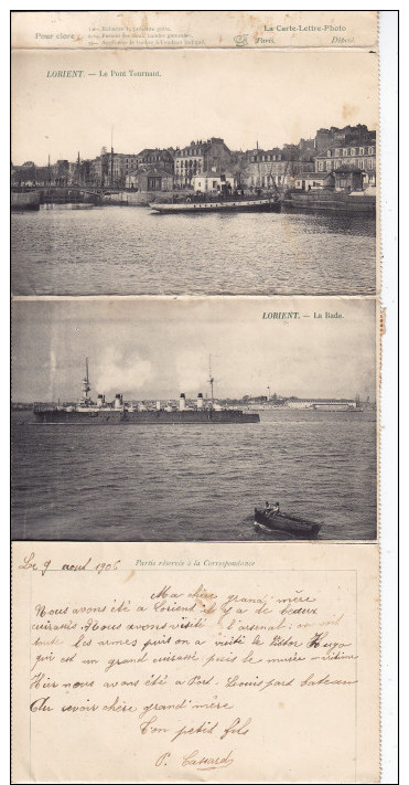 LORIENT - Carte Lettre - Photo (ALG - C699) Pas Courant - Document Ancien Lettre + 4 Vues De Lorient -Détail Ci-dessous - Lorient
