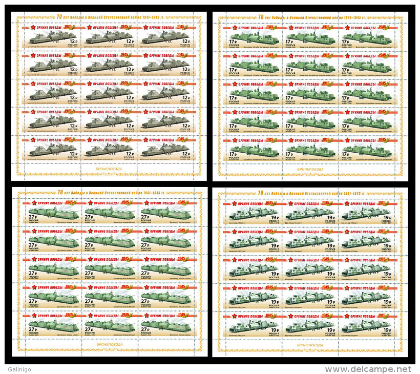 2015 4 F/S S Russia Russland Russie Rusia  Weapon Of Victory. Armoured Trains Mi 2157-2160 MNH ** - Unused Stamps