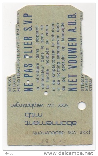 Ticket. Carte De Tram. S.T.I.B/M.I.V.B. - Europa