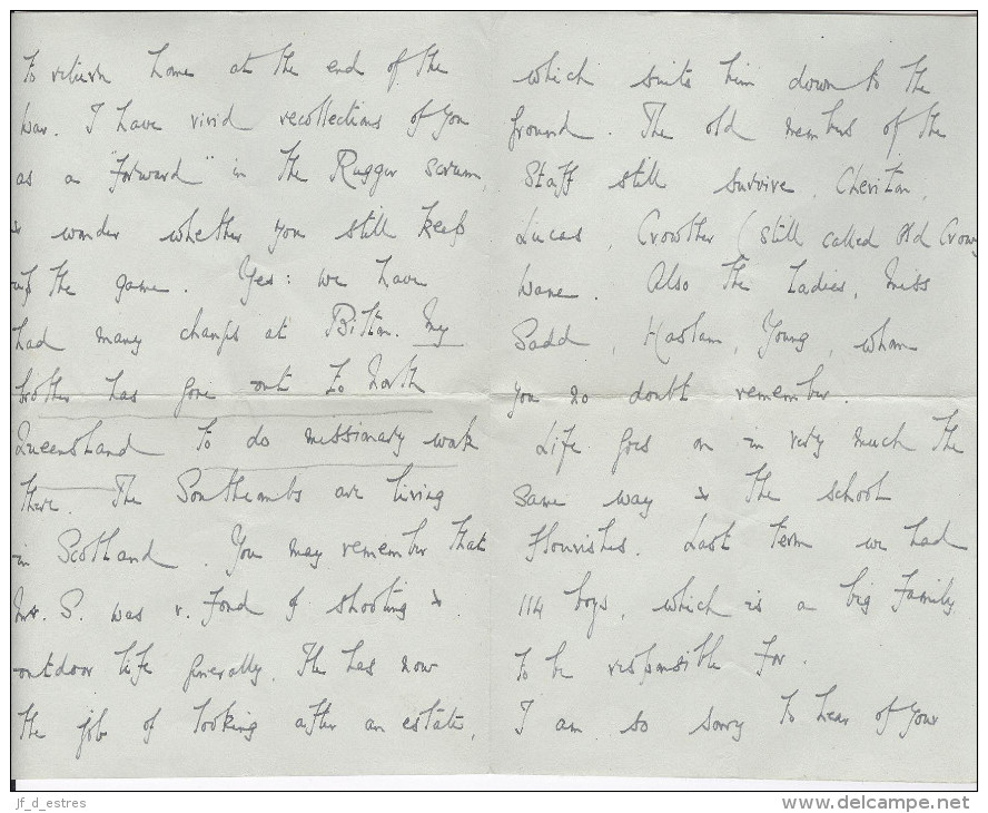 Bilton Grange, Rugby & Stowe School Buckingham & Australia, Queensland 5 Letters from brothers Reverends Earle 1918-1924