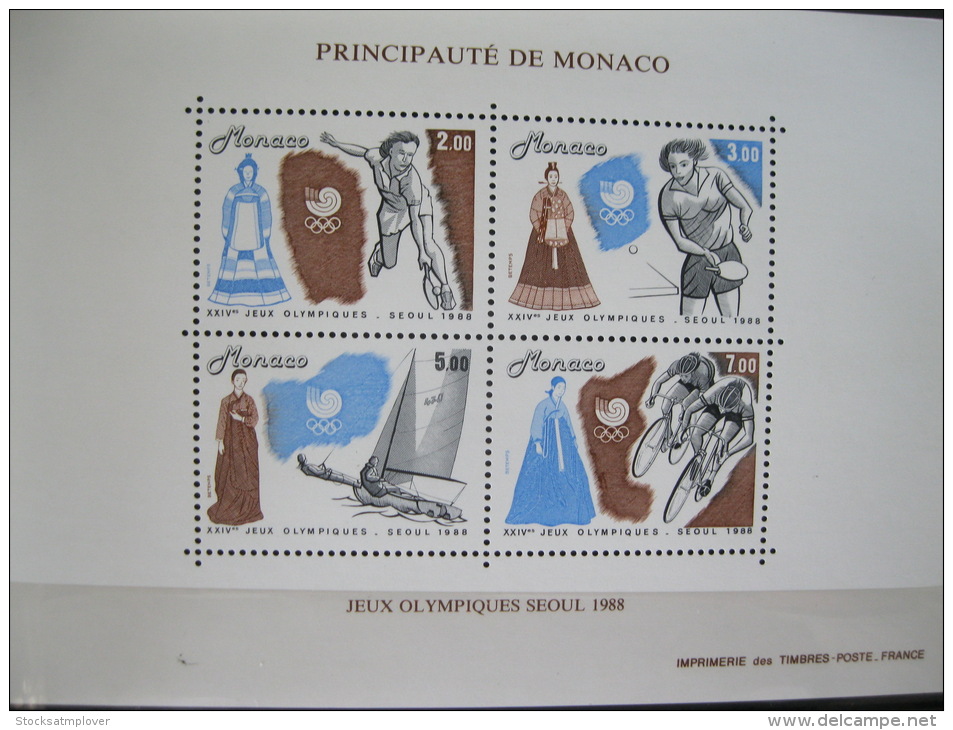 Monaco-Seoul Olympics 1988  SC#1640 MI# BL 40 - Ete 1988: Séoul
