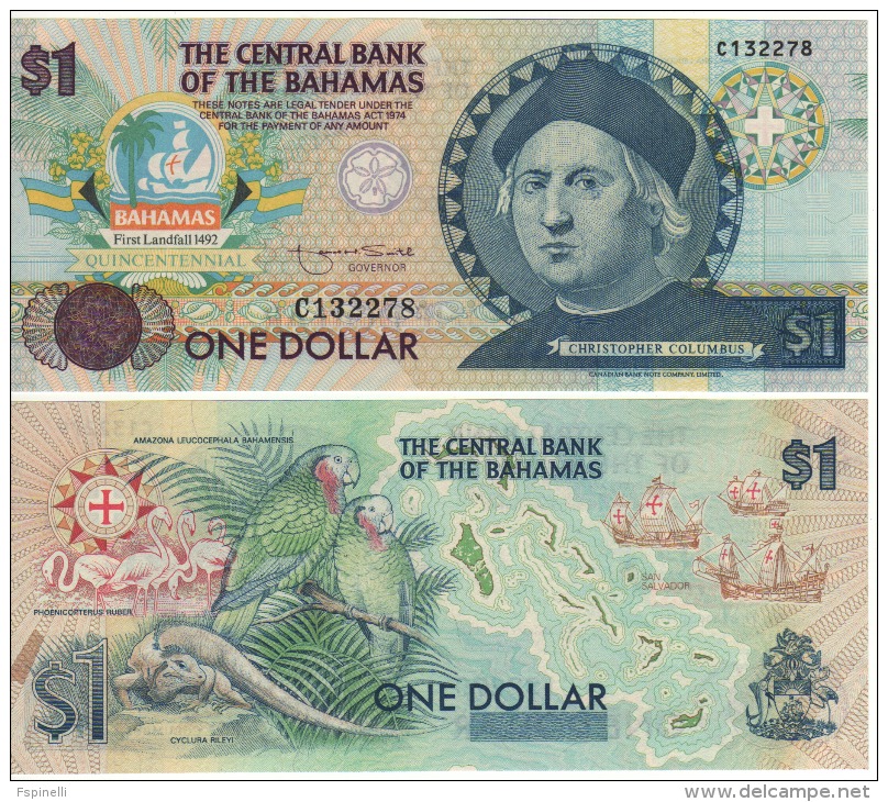 BAHAMAS   1 Dollar    P50    Commemorative Issue-Cristobal Colombus    1992    UNC - Bahamas