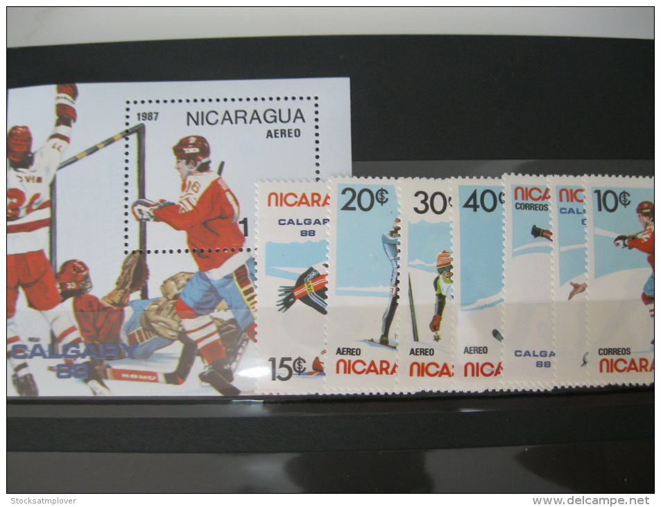 Nicaragua-Calgary Winter Olympics 1988  SC#1580-87 MI#2738-44  BL172 - Summer 1988: Seoul