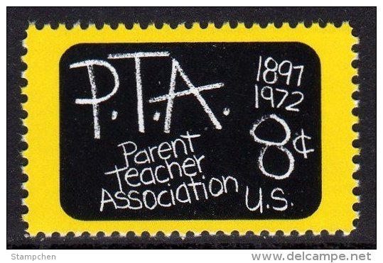 1972 USA Parent Teacher Association 75th Anni Stamp #1463 Blackboard Kid Education - Other & Unclassified