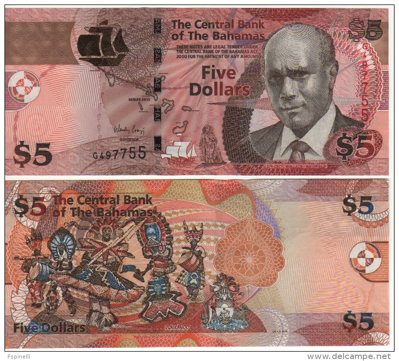 BAHAMAS   5 Dollars    Pnew    Dated 2013    UNC - Bahamas