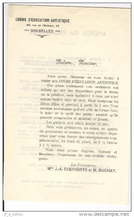 Cours D'éducation Artistique Bruxelles. Professeurs J.-A. Everaerts Et M. Buchet Vers 1921 (dessin, Modelage Et Visites) - 1900 – 1949