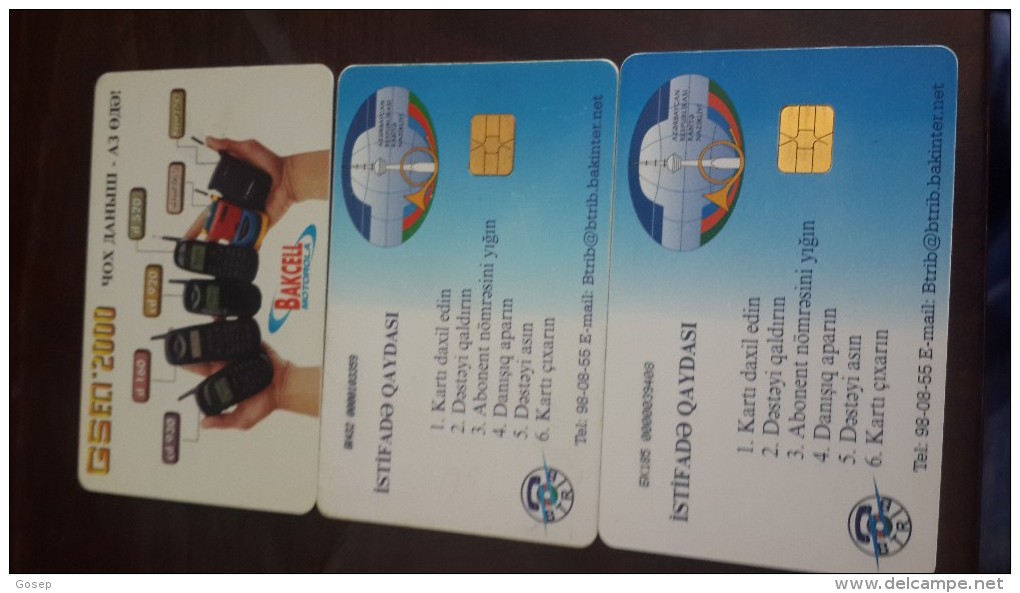 Azerbajian-( 3 Chip Cards)-used-(140,3600,7200units)+2card Prepiad Free - Aserbaidschan