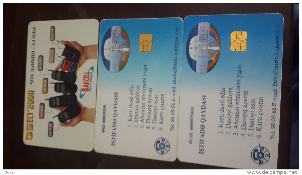 Azerbajian-( 3 Chip Cards)-used-(140,3600,7200units)+2card Prepiad Free - Azerbaïjan