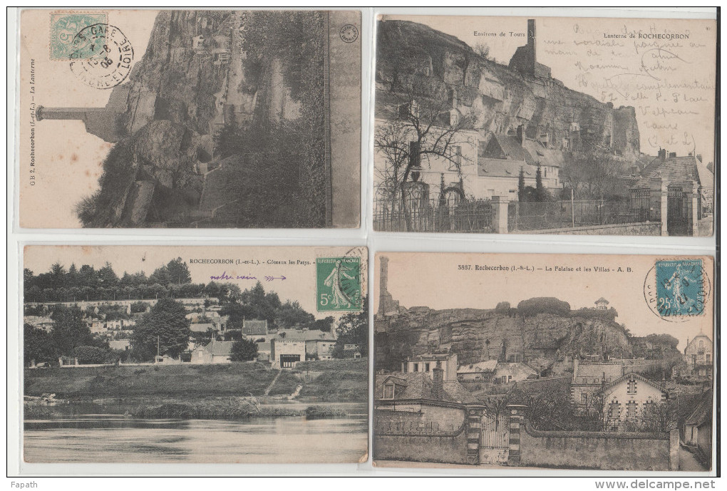 37-ROCHERCORBON-La Lanterne, Les Falaises-écrites- Lot De 4 Cartes Postales Anciennes - 2 SCANS - 5 - 99 Cartes