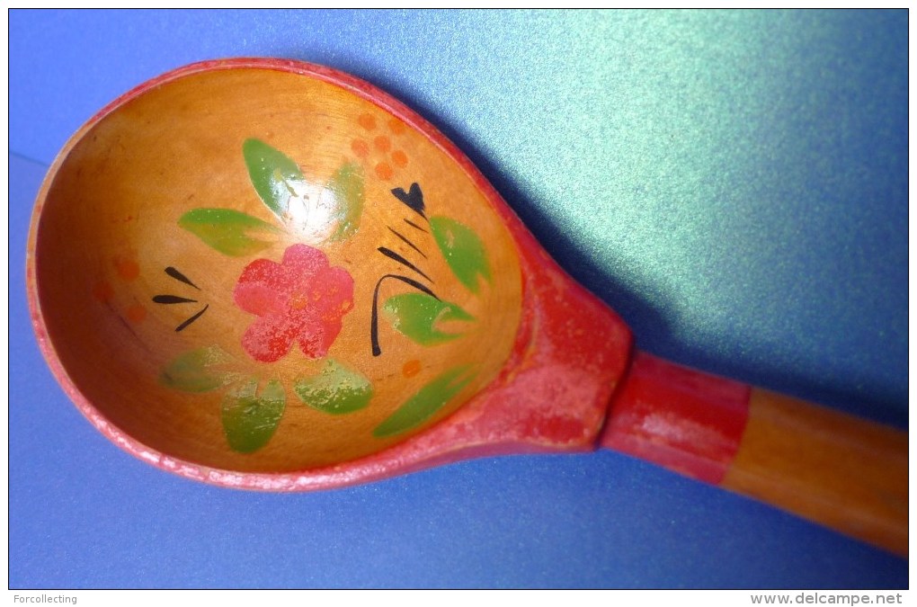 USSR Russian Khokhloma - Vintage Soviet Wooden Spoon Soviet Cutlery - Kitchen Decor - Collectibles - Lepels