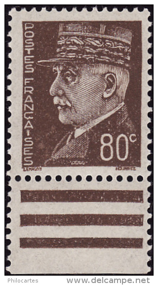 FRANCE  1942  -  Y&T  512 -  Pétain, Type Hourriez, 80c Brun    -  NEUF ** - 1941-42 Pétain