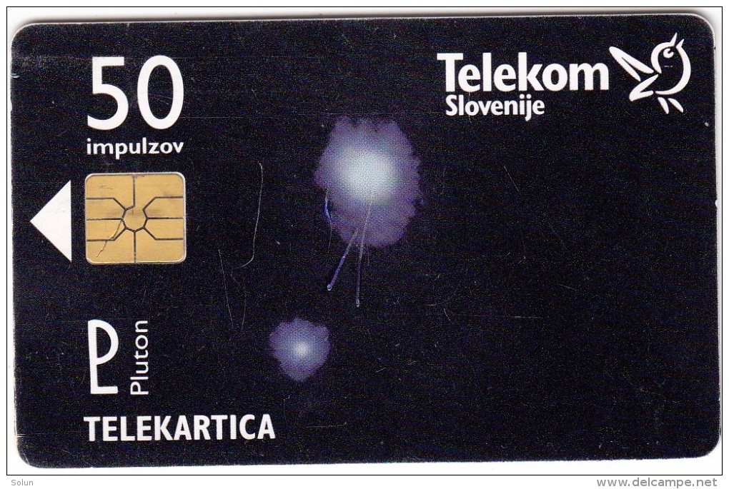 SLOVENIA SLOVENIJA PHONECARD 1997  OSONCJE PLUTON EMS POSTA  PLANETS SOLAR SYSTEM  TELEKOM CAT.NO. 079 - Astronomy