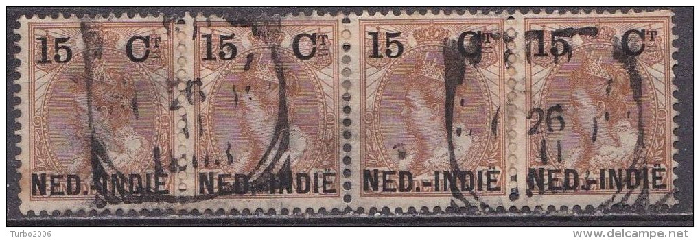 Ned. Indië: 1900 Hulpuitgifte 15 / 15 Cent Bruin NVPH 33 In Strip Van 4 - Niederländisch-Indien