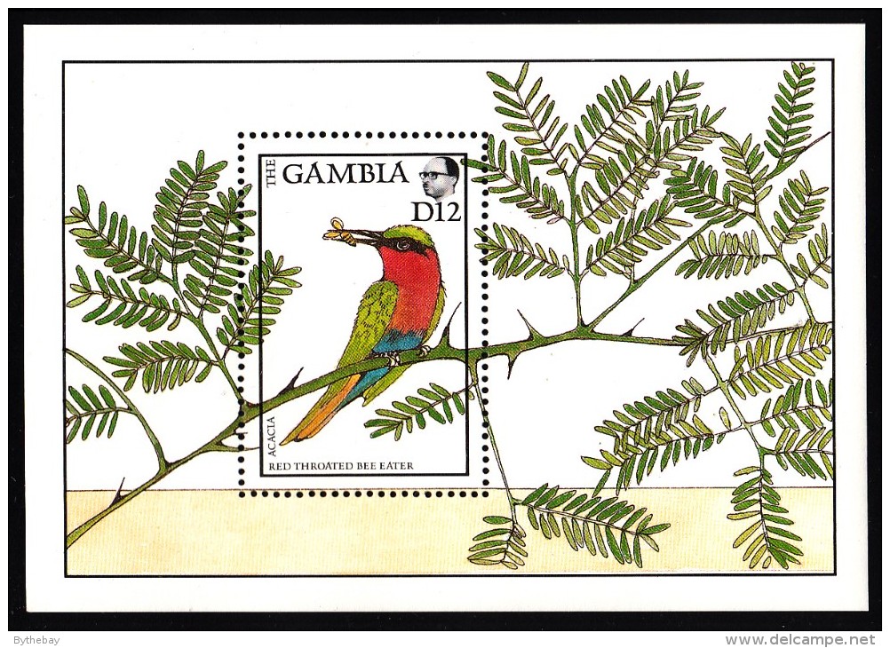 Gambia MNH Scott #728 Souvenir Sheet 12d Red-throated Bee-eater - Fauna And Flora - Gambie (1965-...)