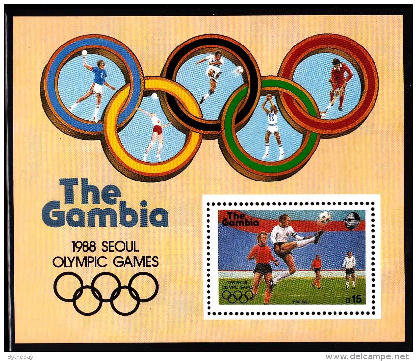 Gambia MNH Scott #701 Souvenir Sheet 15d Soccer - 1988 Summer Olympics, Seoul - Gambie (1965-...)