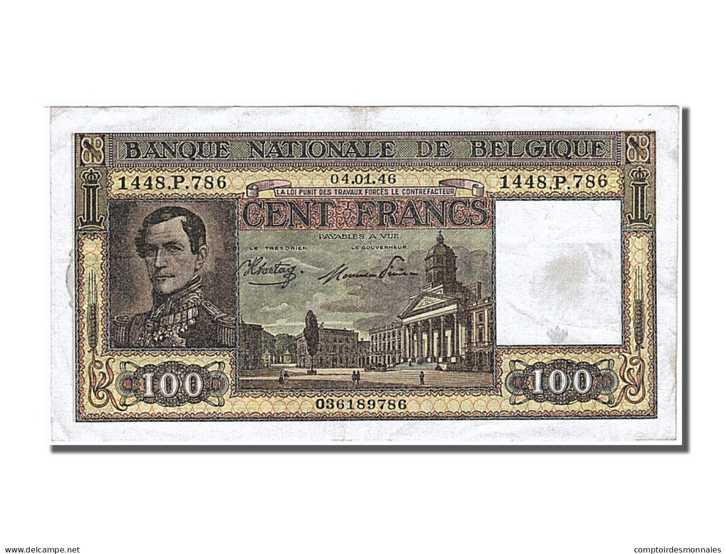 Billet, Belgique, 100 Francs, 1946, 1946-01-04, SUP - 100 Francos