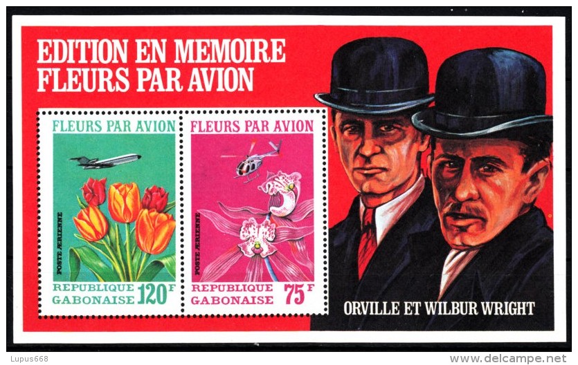 Gabun 1971  MiNr. 429/ 430 Im Block 21 A  **/ Mnh ; Blumen Durch Flugdienst: Orchideen, Tulpen - Gabun (1960-...)