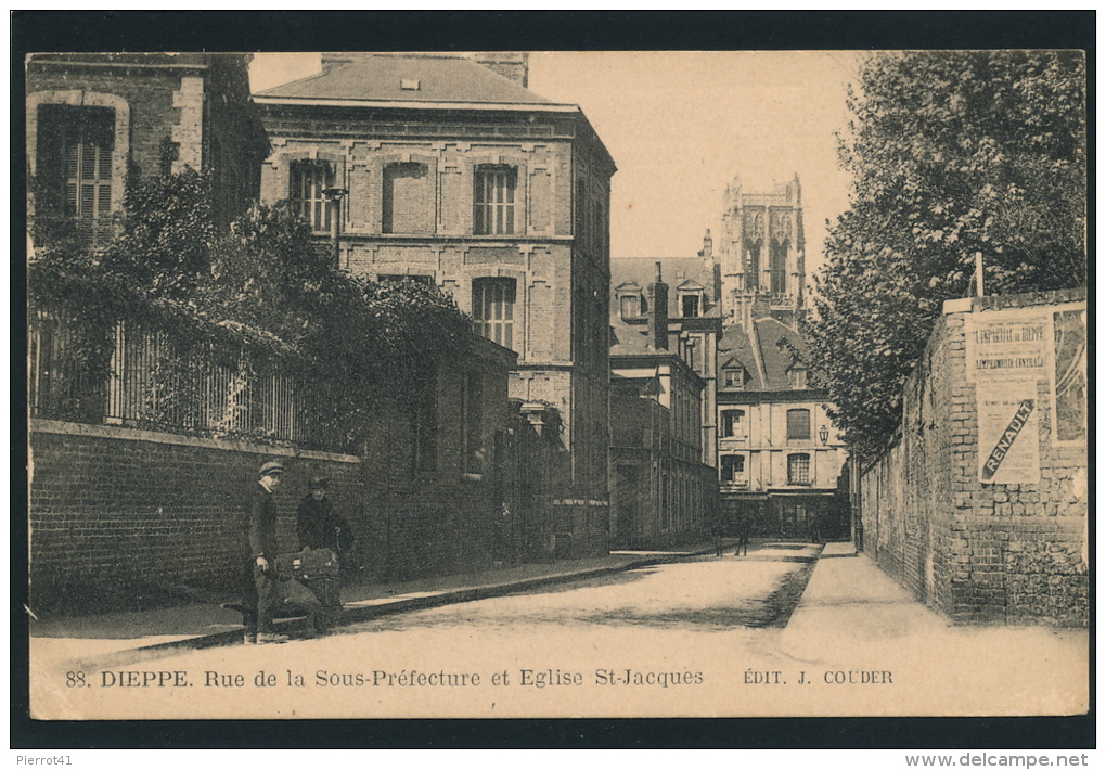 DIEPPE - Rue De La Sous Préfecture Et Eglise Saint Jacques - Dieppe