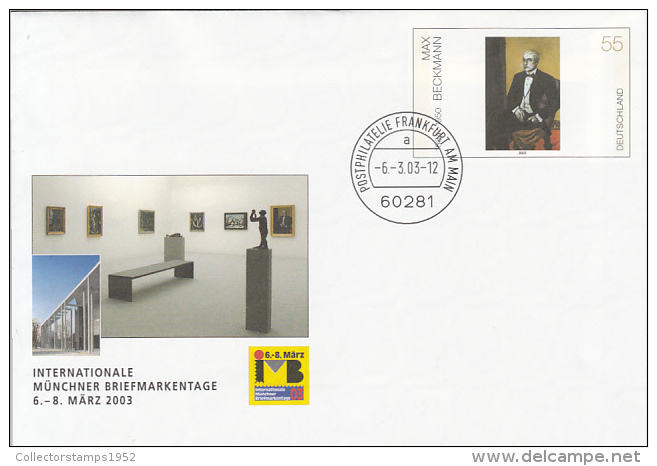 36041- EXHIBITION IN MUNCHEN, MAX BECKMANN PAINTING, COVER STATIONERY, 2003, GERMANY - Sobres - Usados