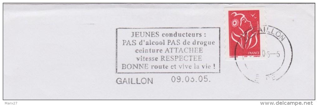 Drogue : Flamme Gaillon (Eure) Jeunes Conducteurs Pas D'alcool Pas De Drogue Ceinture Attachée Vitesse Respectée - Drugs