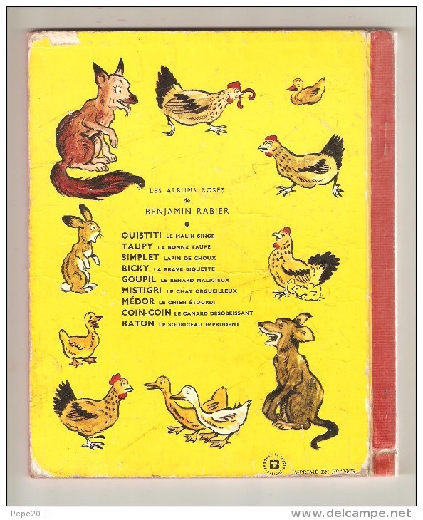 Album TIGRETTE La Poule Vaniteuse Benjamin RABIER Albums Roses 1957 - Autres & Non Classés