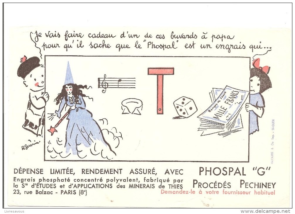 Buvard PHOSPAL "G" Procédés Pechiney Phospal Est Un Engrais (à Vous De Décoder Le Rébus) - Landbouw