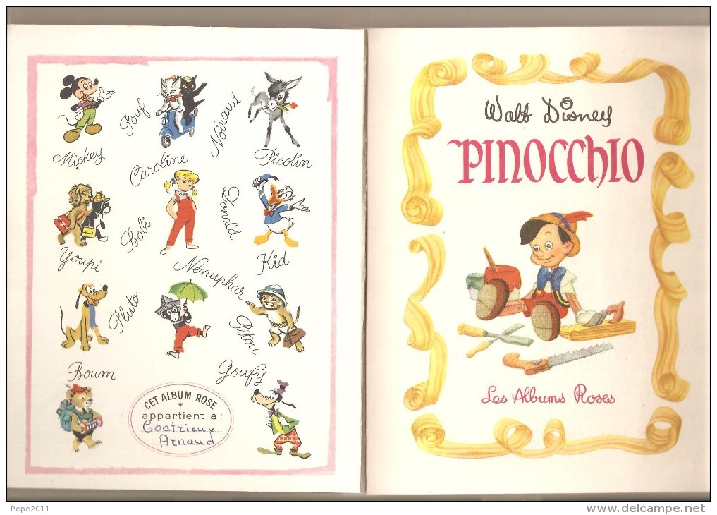 Album PINOCCHIO  Albums Roses Hachette Disney 1963 - Disney