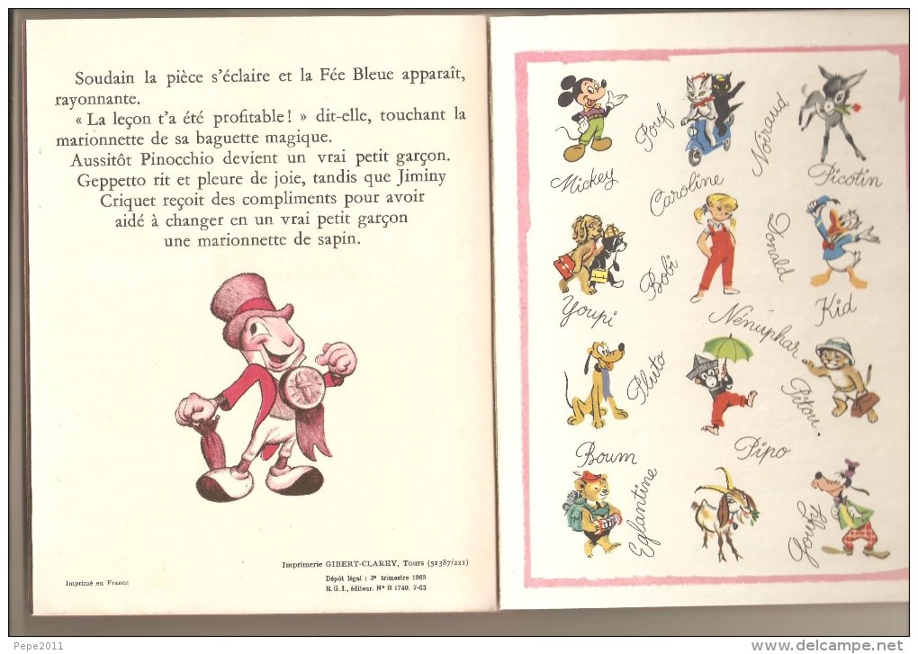Album PINOCCHIO  Albums Roses Hachette Disney 1963 - Disney