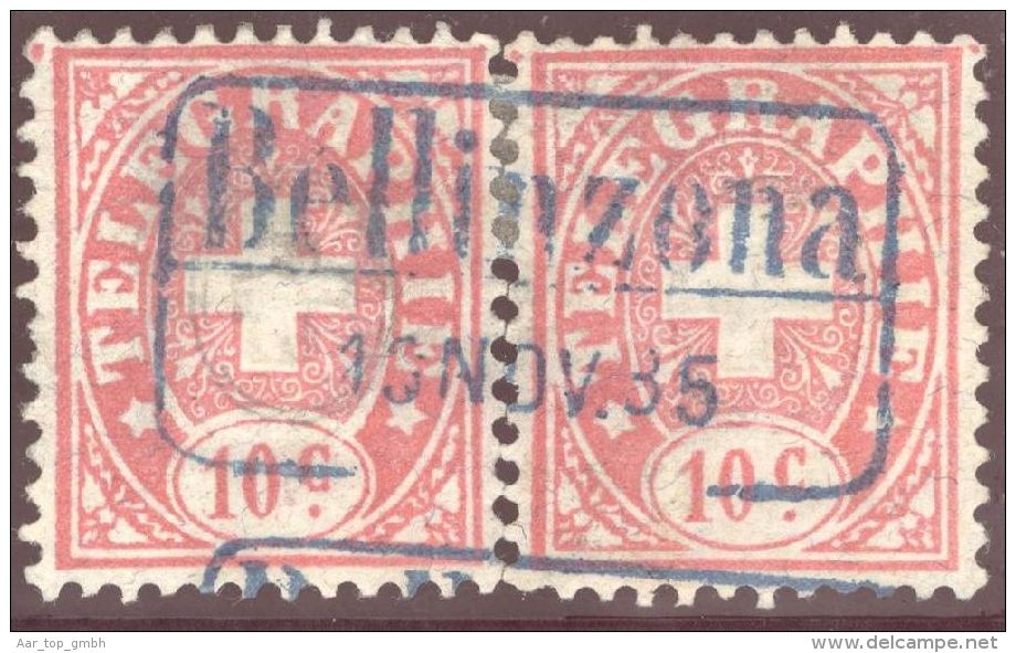 Heimat TI Bellinzona 1885-11-13 Auf 2x 10Ct. Telegraphen-Marken - Télégraphe