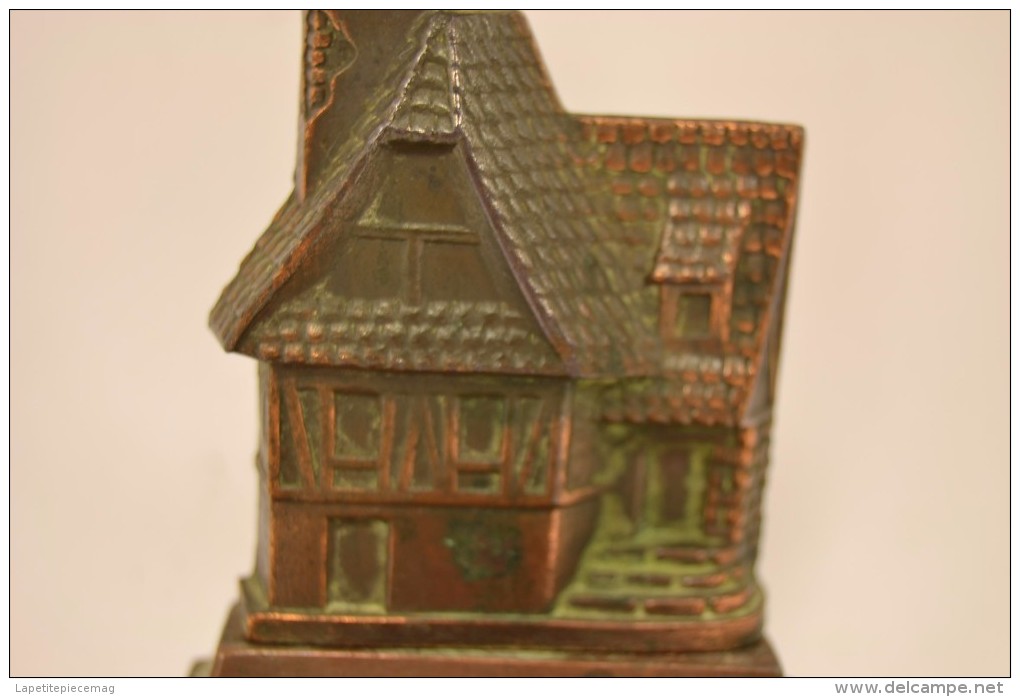 Encrier Alsacien Avec Décor Maison Et Cigogne + Cathédrale De Strasbourg En Médaillon - Inkwells