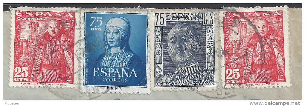 ESPAGNE - 1952 -  ENVELOPPE DE FIGUERAS A DESTINATION DE BEZIERS - FR - - Marques De Censures Républicaines