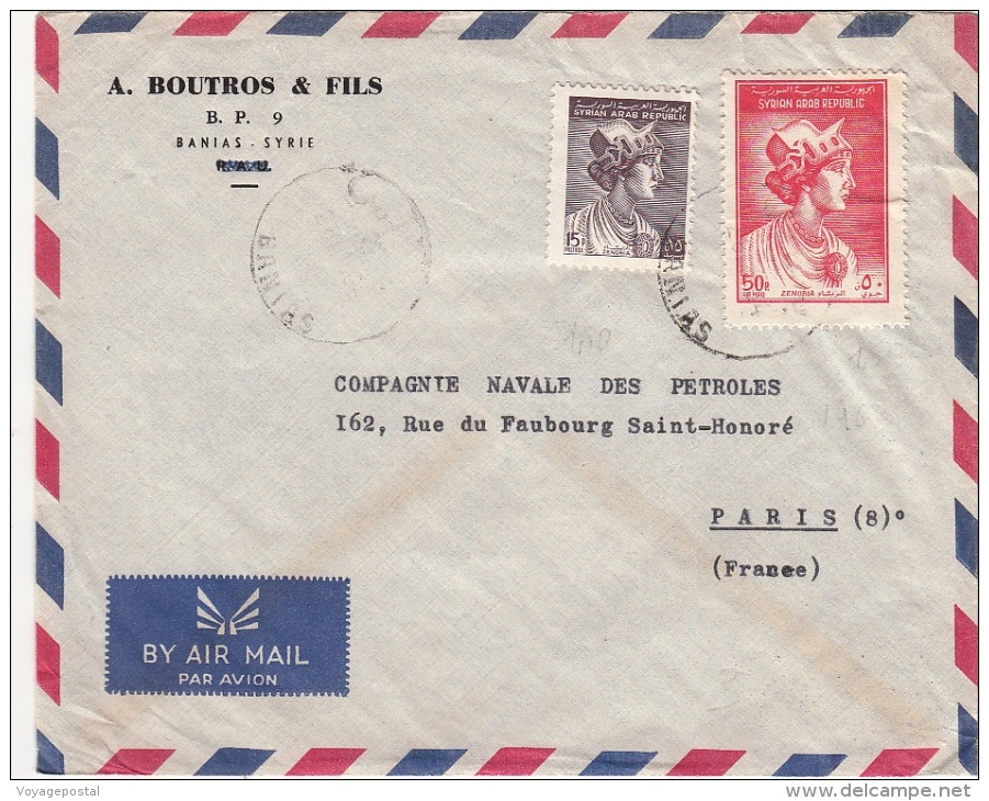 Lettre CaD Banias (Syria) >> 15p+50p Pour La France - Syrie