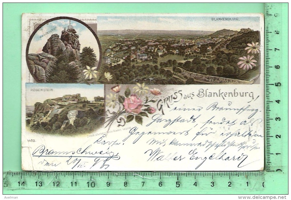 BLANKENBURG: Gruss, Litographie Multi-vues, Panorama, Grossvater, Regenstein - Blankenburg